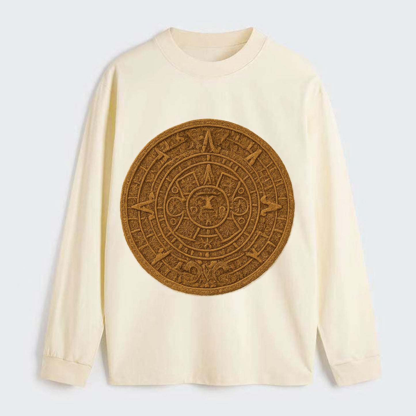 Aztec Calendar  - Classic Long Sleeve Shirt - Beige