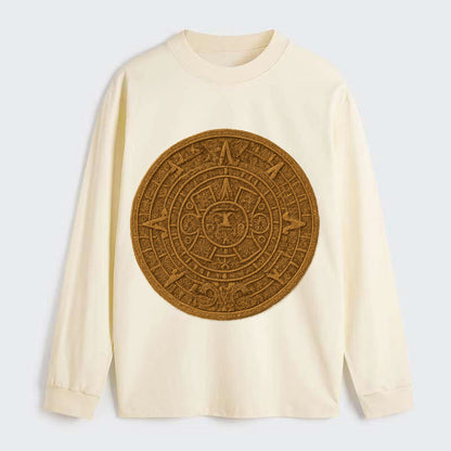 Aztec Calendar  - Classic Long Sleeve Shirt - Beige