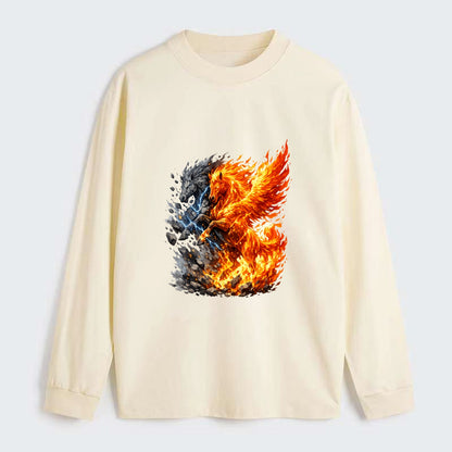 THUNDER FIRE | Horse combining lightning and flame | Electric fire | - Classic Long Sleeve Shirt - Beige