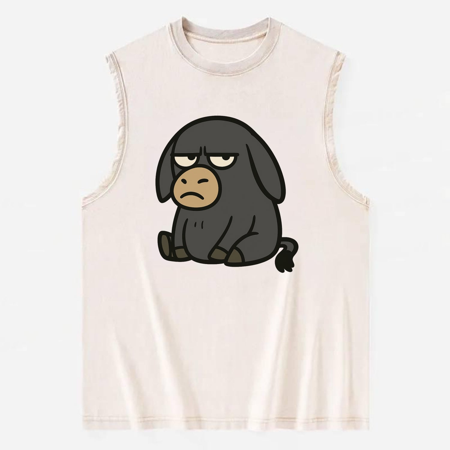 The Donky Judging Silently - Vintage Washed Tank - Beige