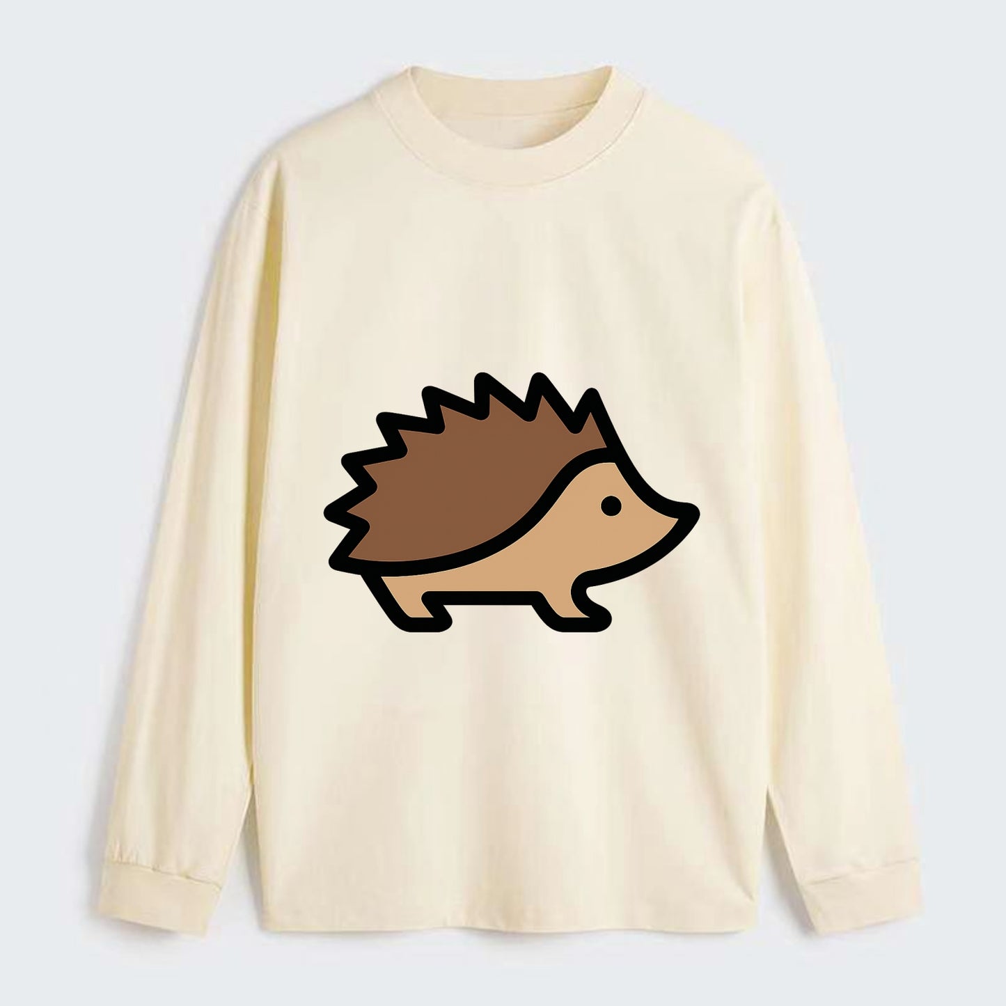 Hedgehog - Brown spiky back flat side profile - Classic Long Sleeve Shirt - Beige