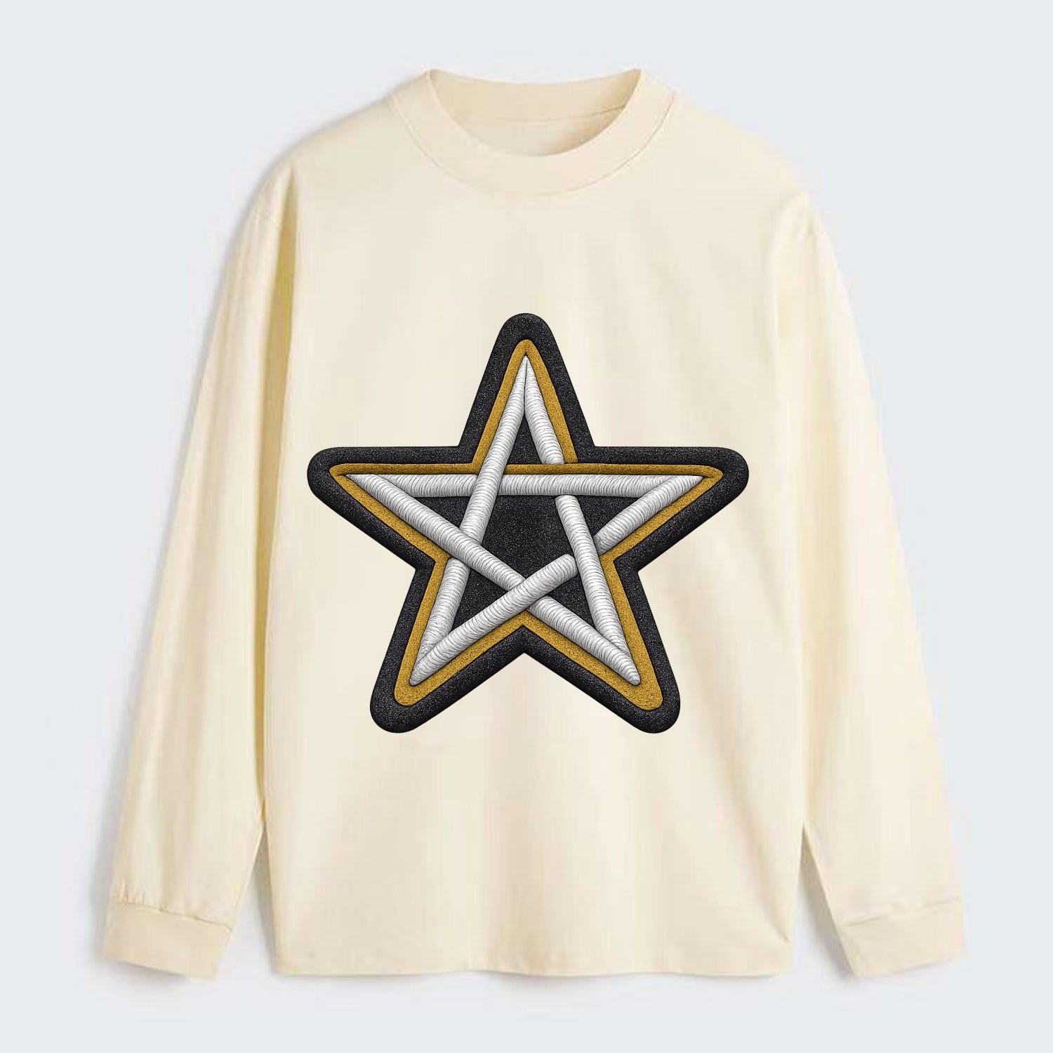 PENTAGRAM STAR - five point star in silver , protection - Classic Long Sleeve Shirt - Beige