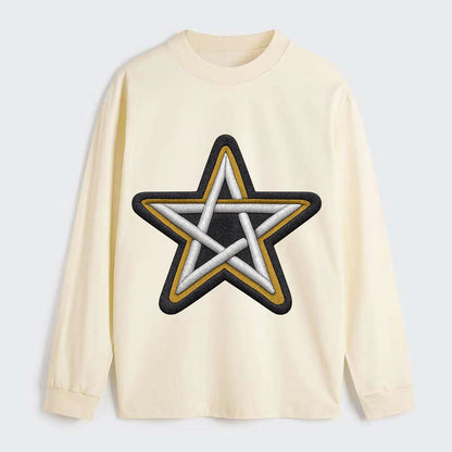 PENTAGRAM STAR - five point star in silver , protection - Classic Long Sleeve Shirt - Beige