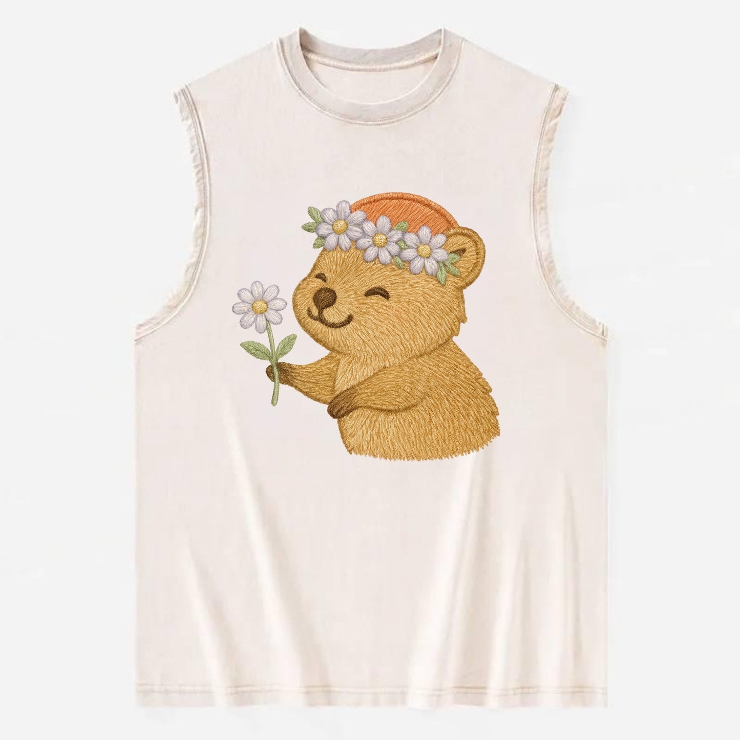 Quokka Daisy Chain - Vintage Washed Tank - Beige
