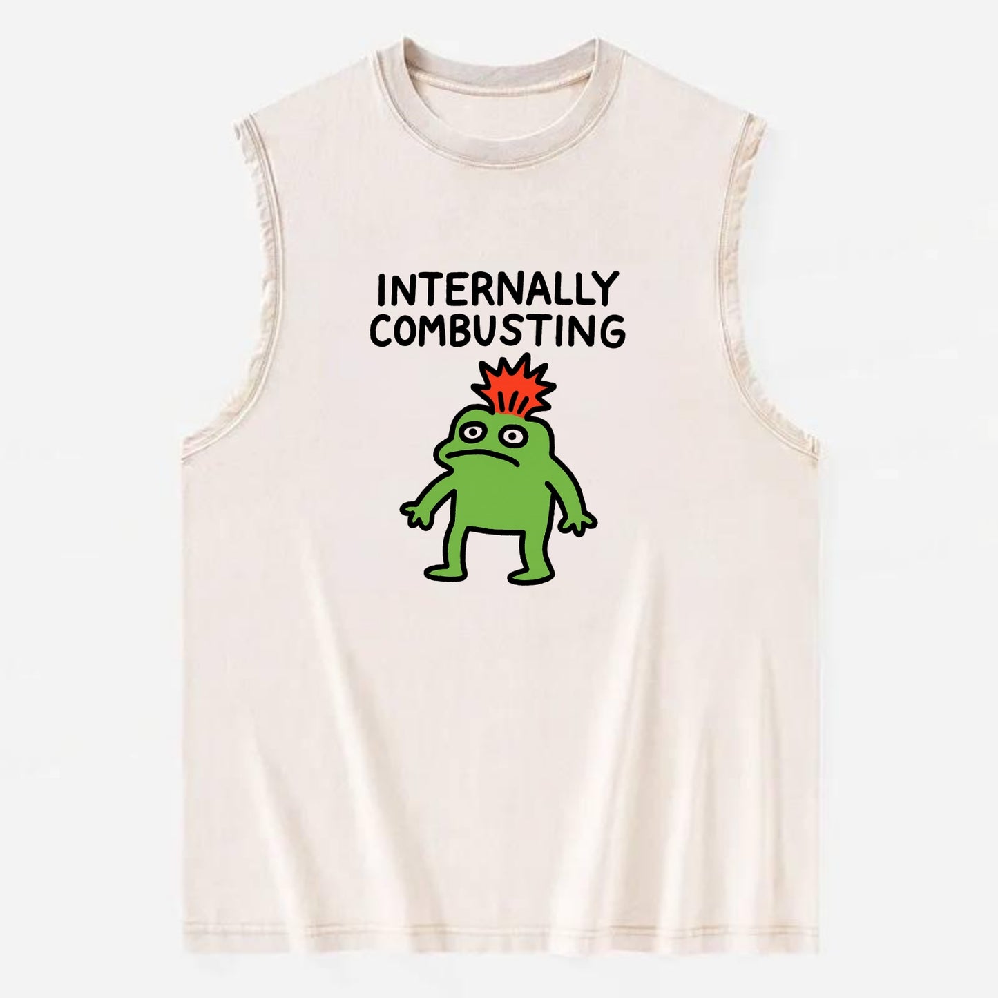 INTERNALLY COMBUSTING | Calm exterior exploding inside - Vintage Washed Tank - Beige