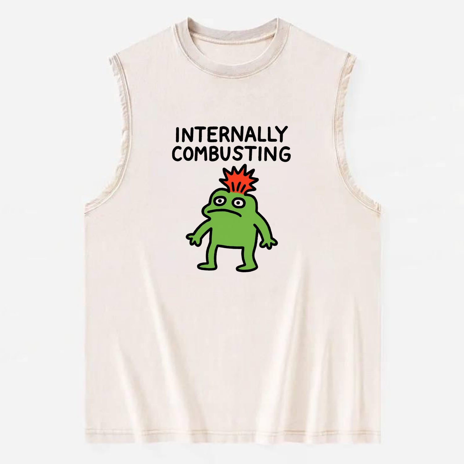 INTERNALLY COMBUSTING | Calm exterior exploding inside - Vintage Washed Tank - Beige