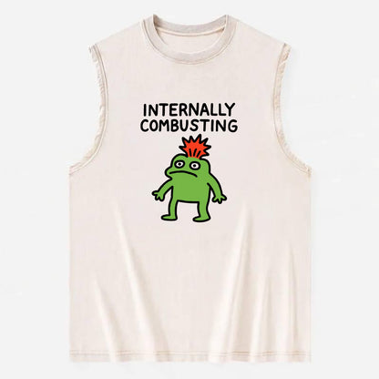 INTERNALLY COMBUSTING | Calm exterior exploding inside - Vintage Washed Tank - Beige