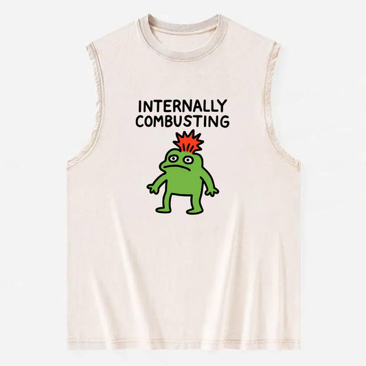 INTERNALLY COMBUSTING | Calm exterior exploding inside - Vintage Washed Tank - Beige