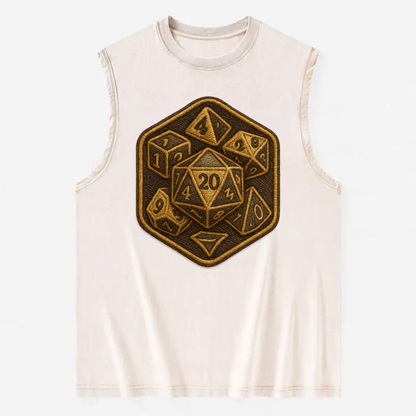 Dice set for tabletop gaming - RPG enthusiast - Vintage Washed Tank - Beige