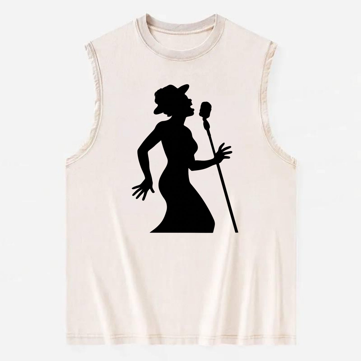 Jazz singer at vintage microphone - Vintage Washed Tank - Beige