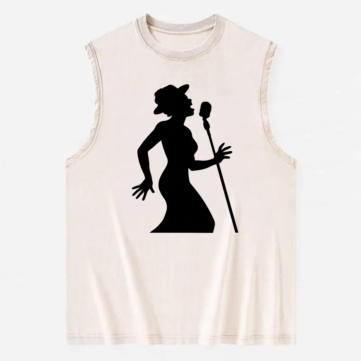 Jazz singer at vintage microphone - Vintage Washed Tank - Beige