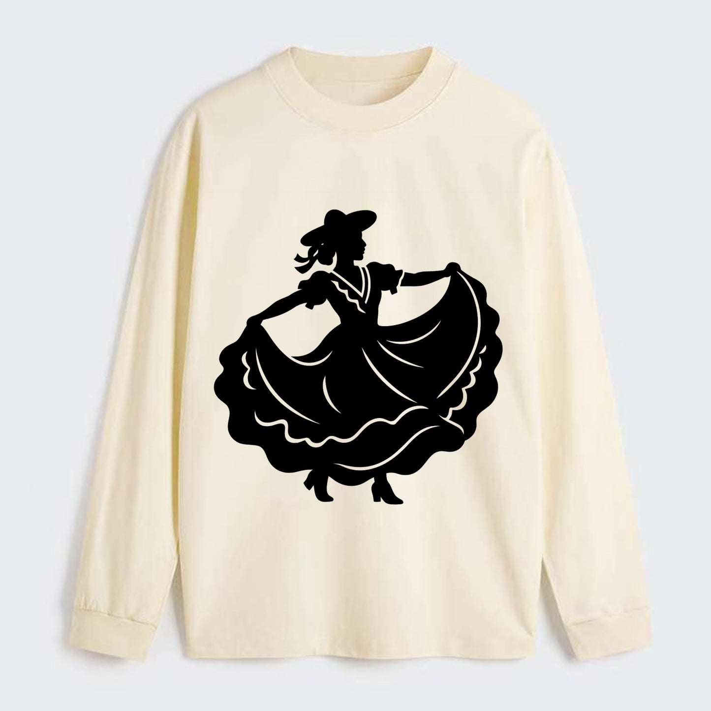 Mexican folk dancer twirling skirt - Classic Long Sleeve Shirt - Beige
