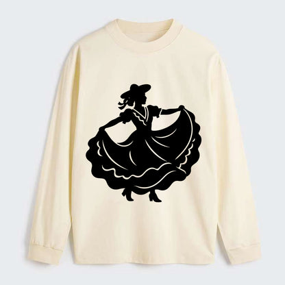 Mexican folk dancer twirling skirt - Classic Long Sleeve Shirt - Beige