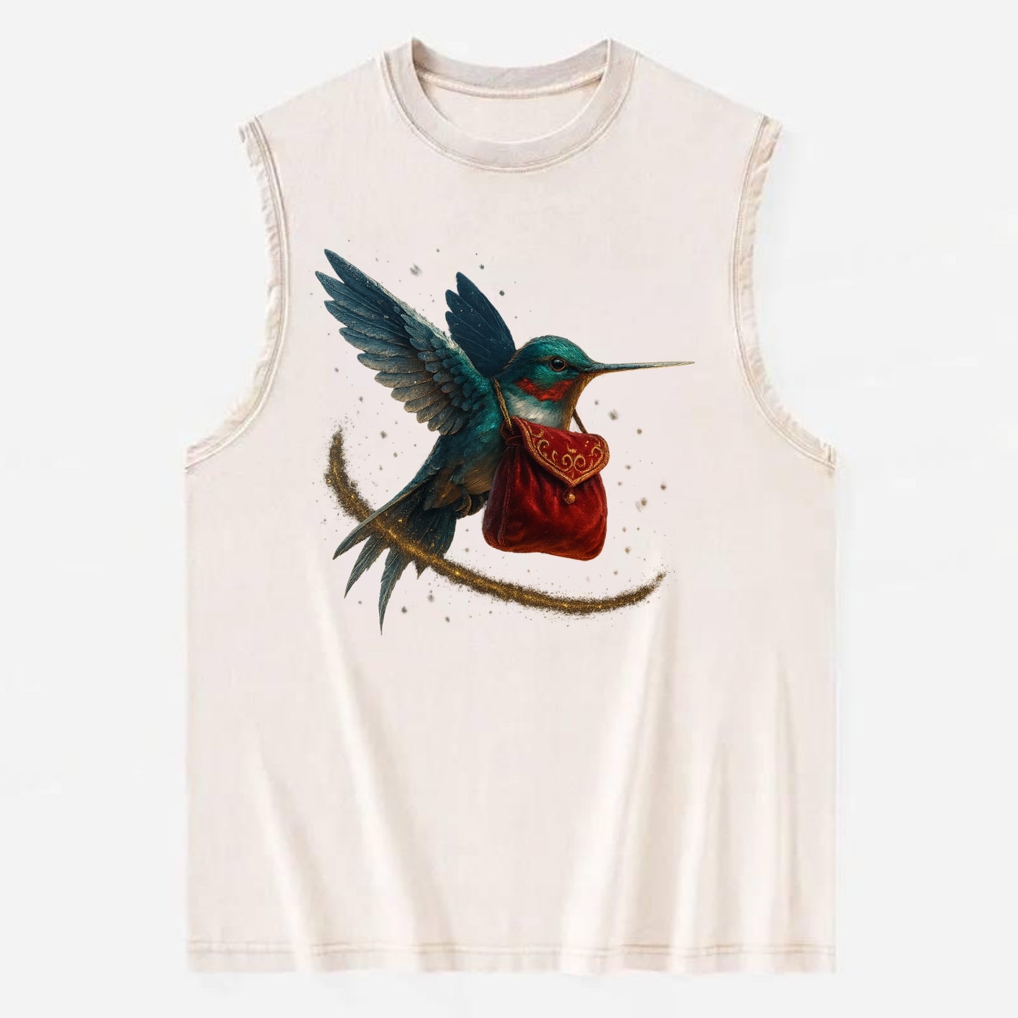 Frostbite Hummingbird Courier  - Vintage Washed Tank - Beige