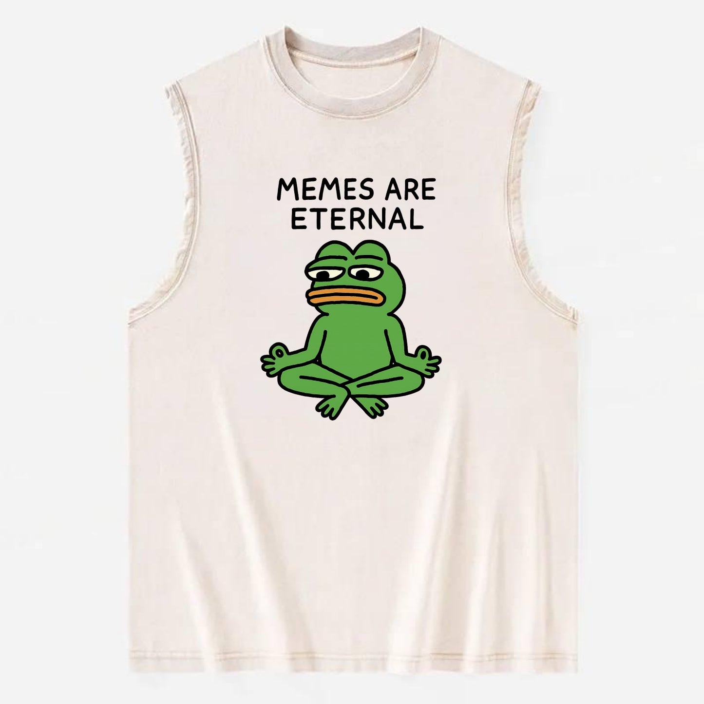 MEMES ARE ETERNAL | Immortal pepe meditating - Vintage Washed Tank - Beige
