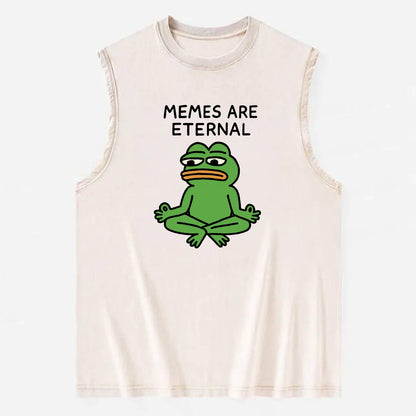 MEMES ARE ETERNAL | Immortal pepe meditating - Vintage Washed Tank - Beige
