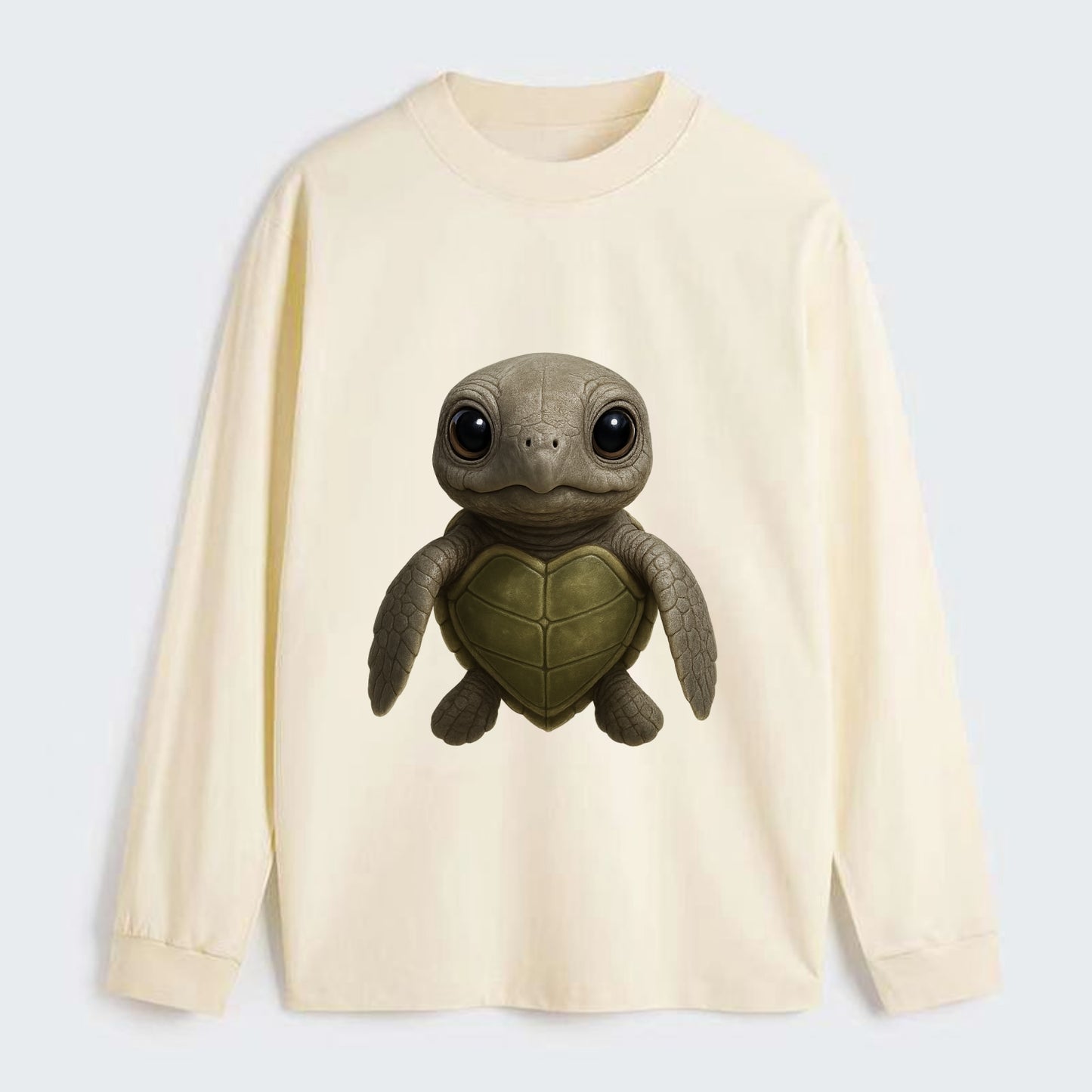 Baby Olive Ridley Turtle - olive green shell, heart-shaped carapace, - Classic Long Sleeve Shirt - Beige