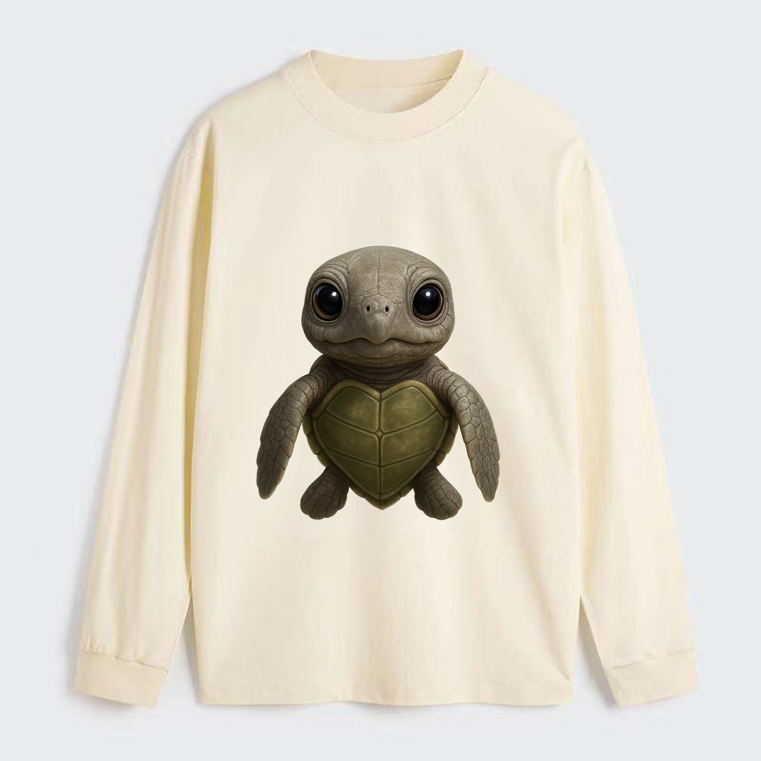 Baby Olive Ridley Turtle - olive green shell, heart-shaped carapace, - Classic Long Sleeve Shirt - Beige