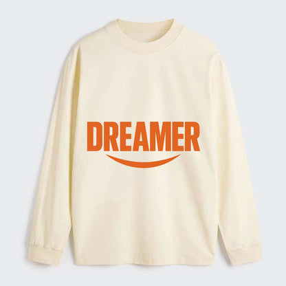 Bold typography design - "DREAMER" - imagination, seeing possibilities - Classic Long Sleeve Shirt - Beige