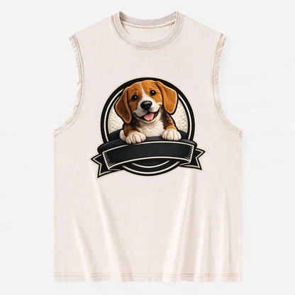 Paws Up Beagle - Vintage Washed Tank - Beige