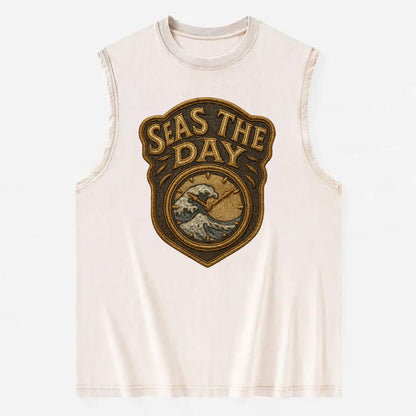 Seas The Day  - Vintage Washed Tank - Beige