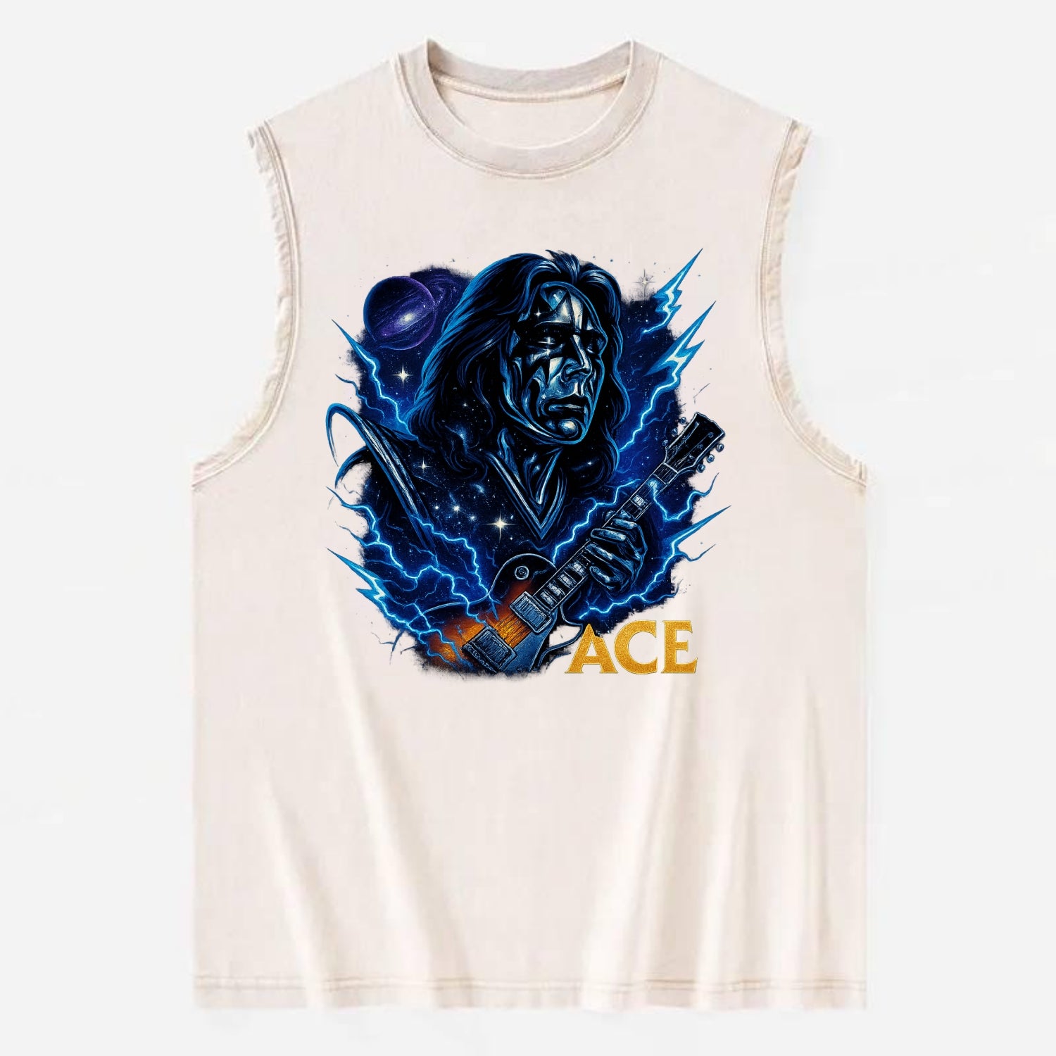 Cosmic Chrome Portrait - Vintage Washed Tank - Beige