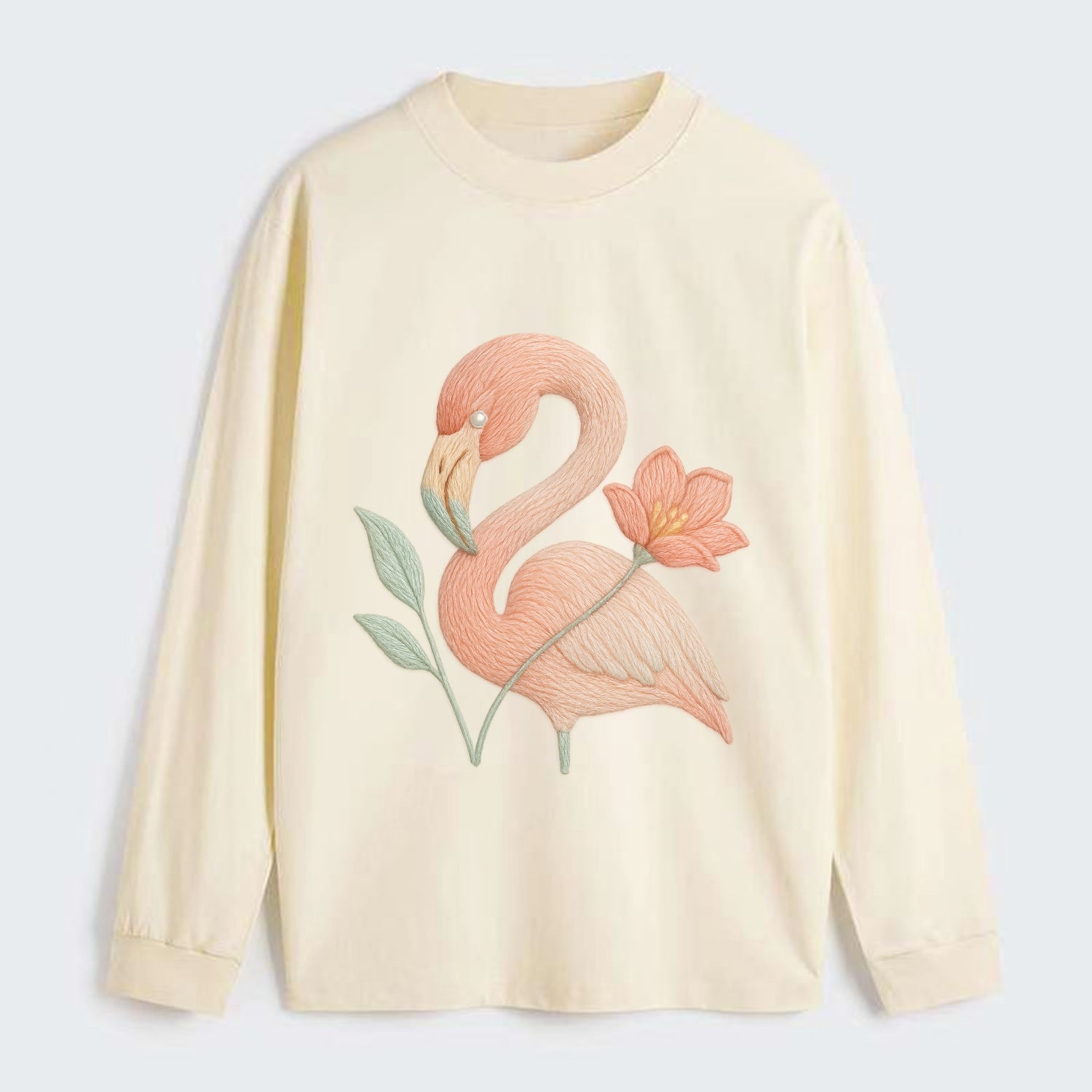 Peach Flamingo - Classic Long Sleeve Shirt - Beige