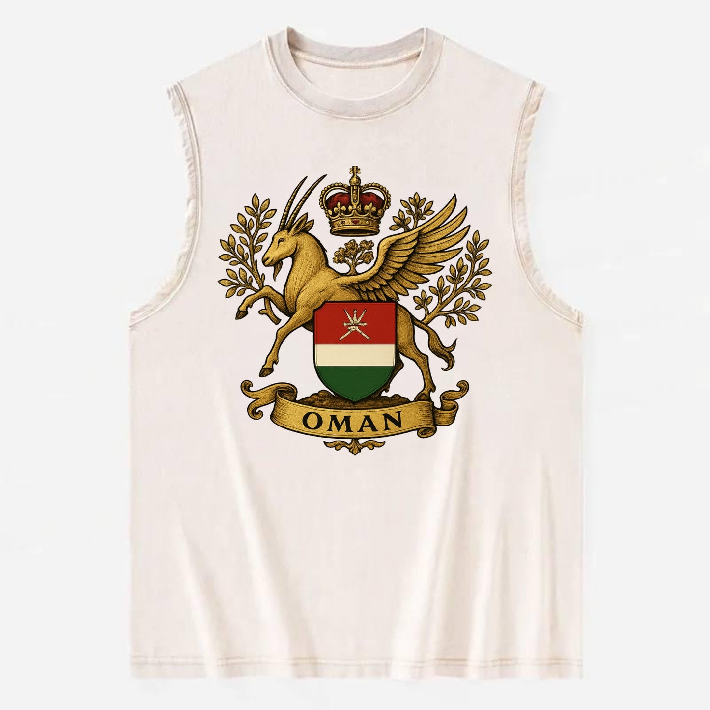 Oman Heritage Badge  - Vintage Washed Tank - Beige