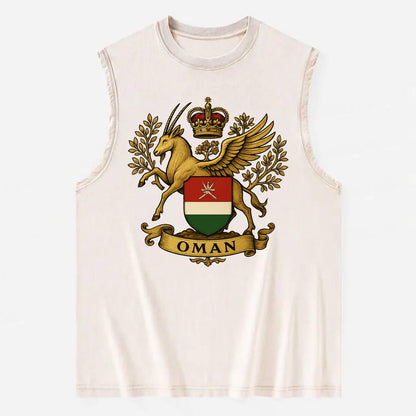Oman Heritage Badge  - Vintage Washed Tank - Beige