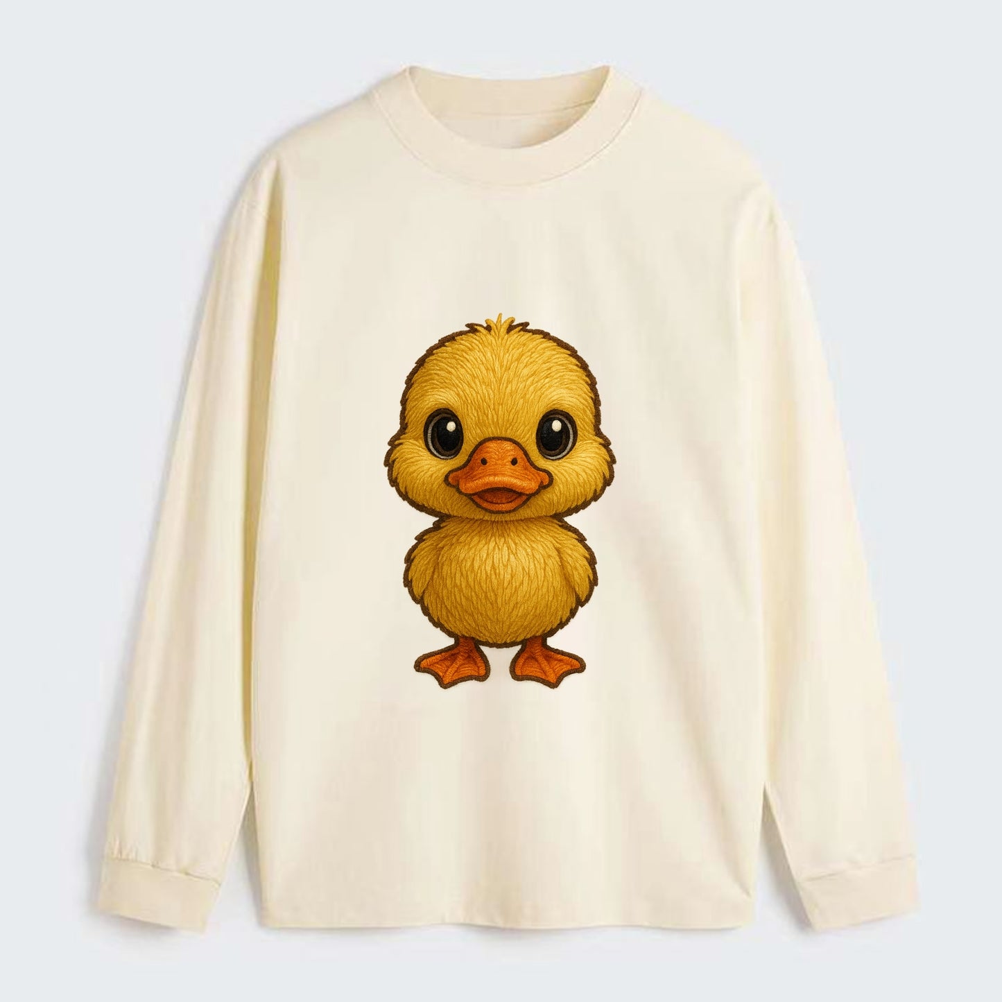 Baby Duck Duckling - yellow fluffy, orange beak, bright eyes, - Classic Long Sleeve Shirt - Beige