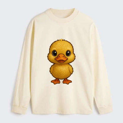 Baby Duck Duckling - yellow fluffy, orange beak, bright eyes, - Classic Long Sleeve Shirt - Beige