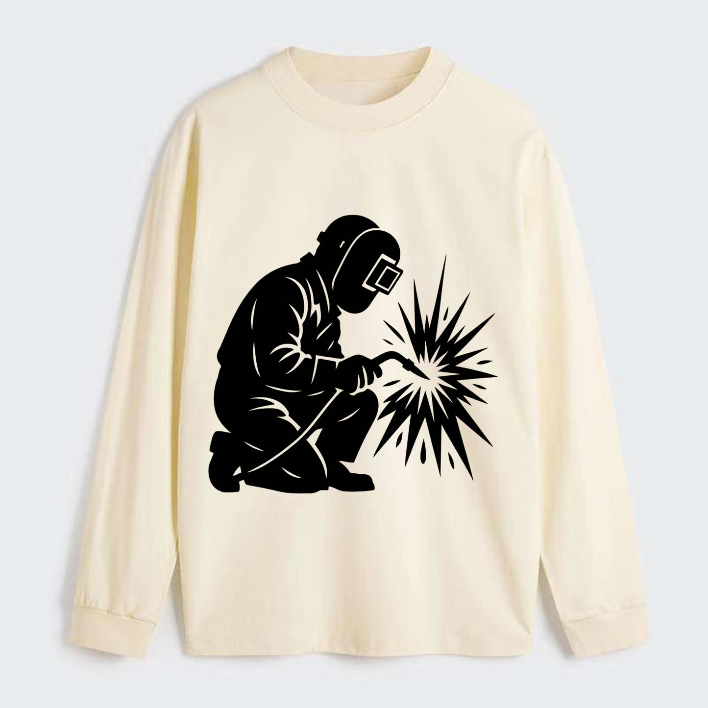 Welder sparks flying dramatically - Classic Long Sleeve Shirt - Beige