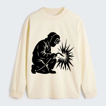 Welder sparks flying dramatically - Classic Long Sleeve Shirt - Beige