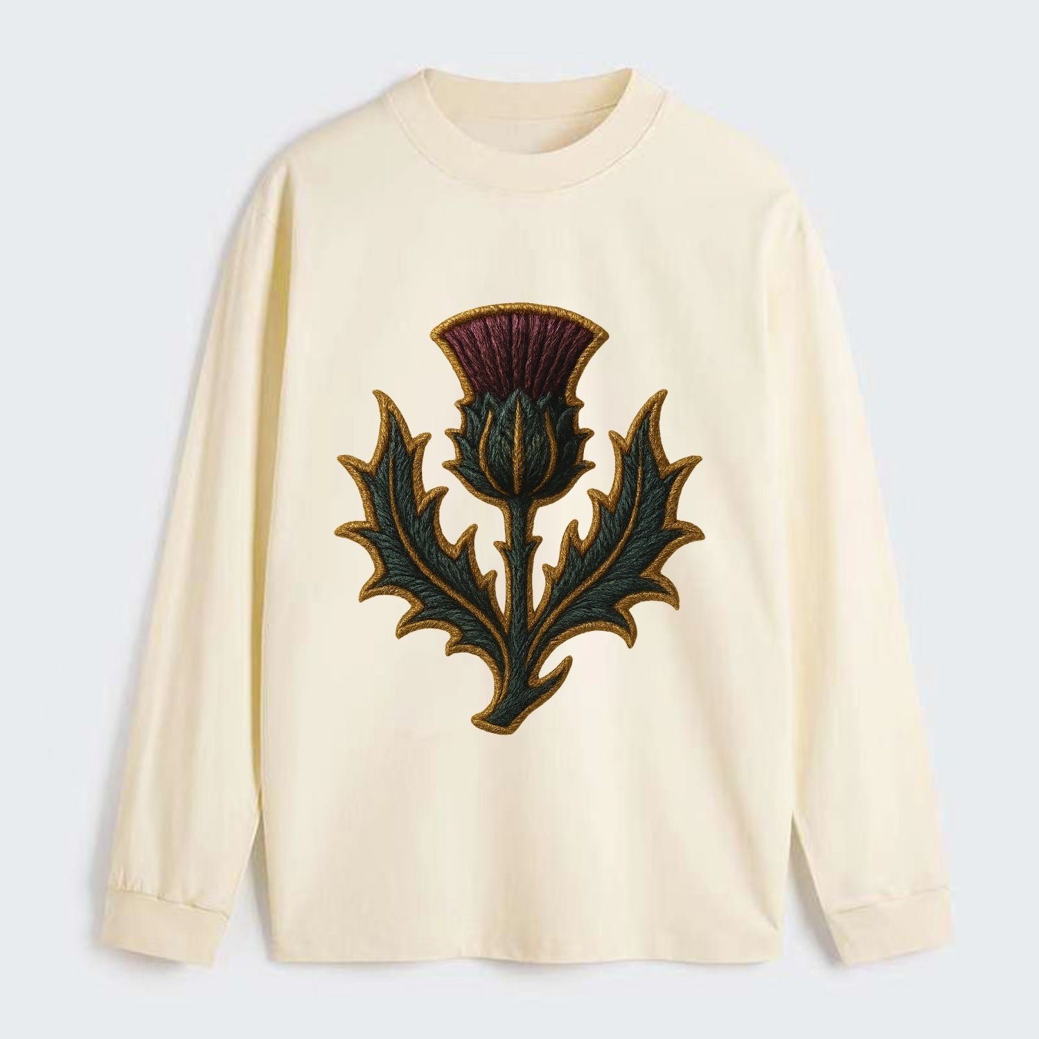 Scottish Thistle  - Classic Long Sleeve Shirt - Beige