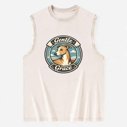 Gentle Grace of the Whippet - Vintage Washed Tank - Beige