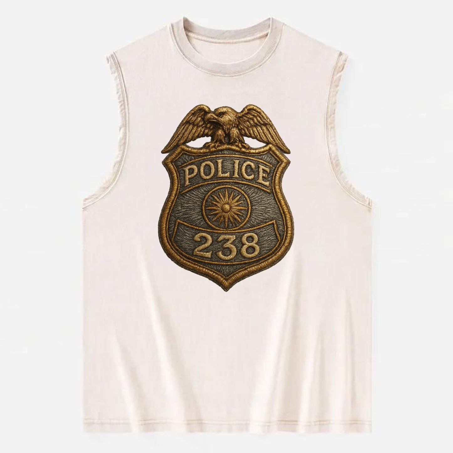 Police Badge  - Vintage Washed Tank - Beige