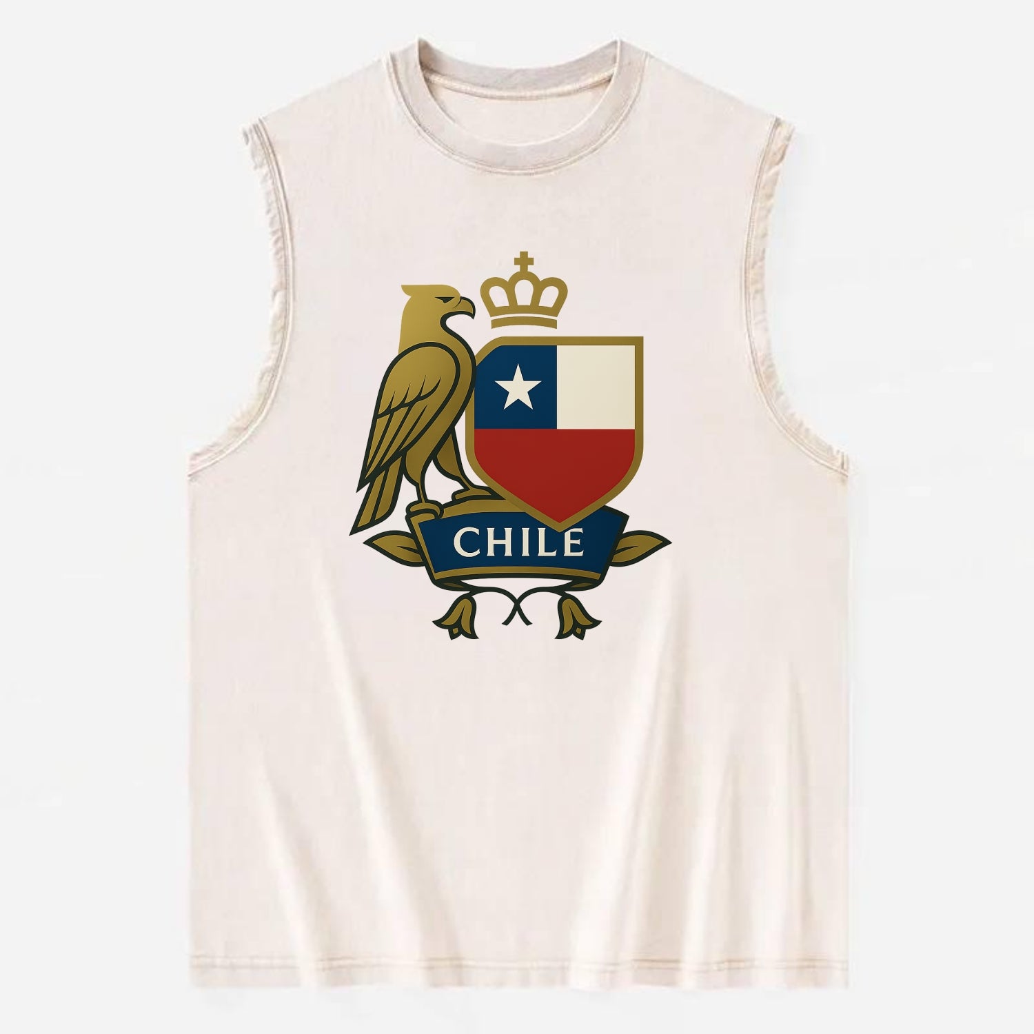 Chile Royal Logo  - Vintage Washed Tank - Beige