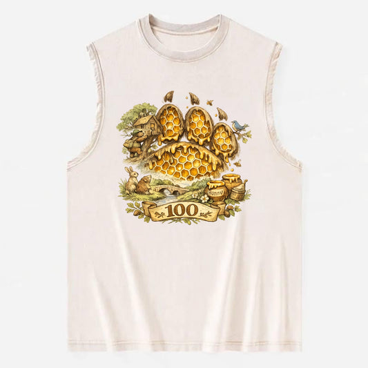HONEY PAW | Bear paw print filled with honeycomb | Sticky evidence | Forest - Vintage Washed Tank - Beige