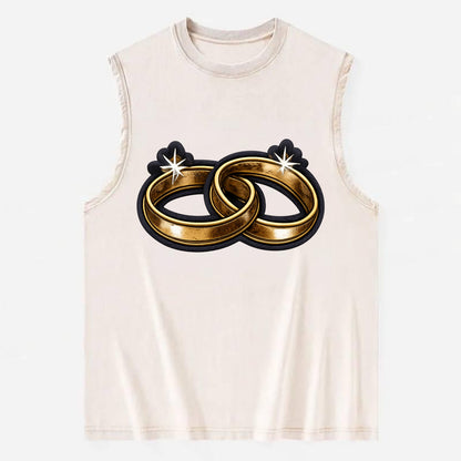 WEDDING RINGS - interlocked bands in gold , marriage - Vintage Washed Tank - Beige