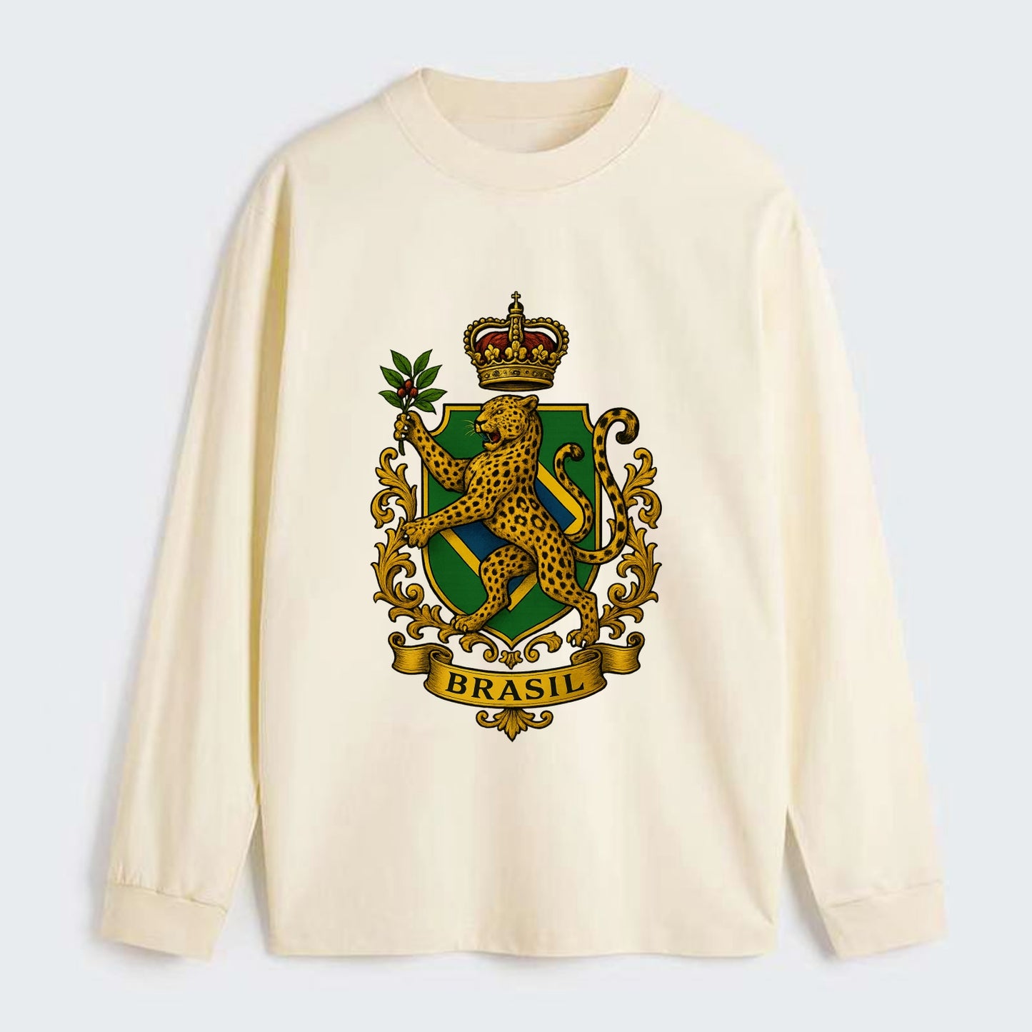 Brazil Jaguar Emblem  - Classic Long Sleeve Shirt - Beige