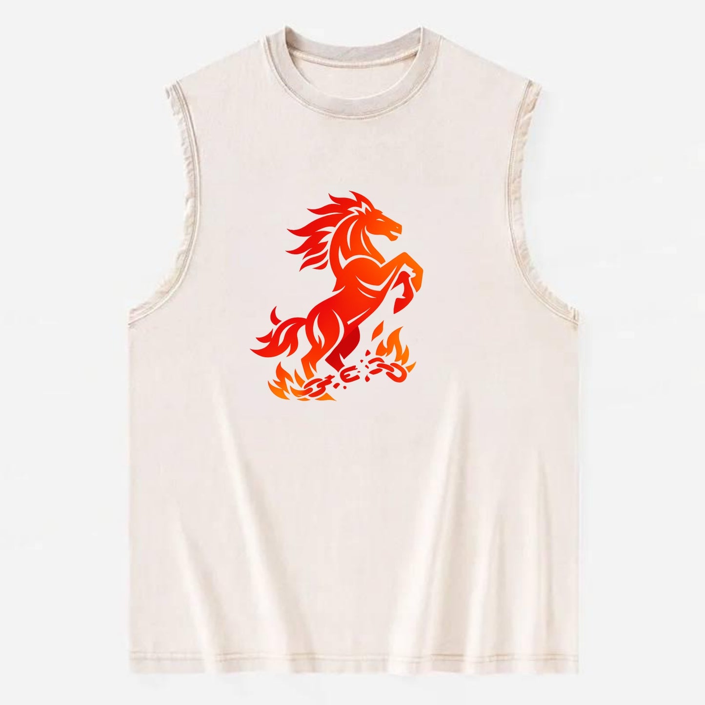 FREEDOM FLAMES | Wild horse breaking fire chains | Liberation | Barriers - Vintage Washed Tank - Beige