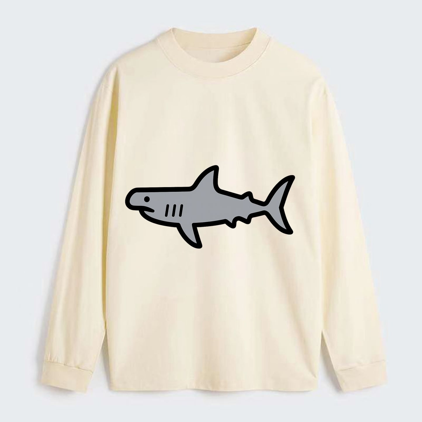 Hammerhead Shark - Gray distinctive head flat side profile - Classic Long Sleeve Shirt - Beige