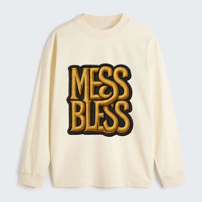 MESS;BLESS UP Gold Metallic Visor - Classic Long Sleeve Shirt - Beige