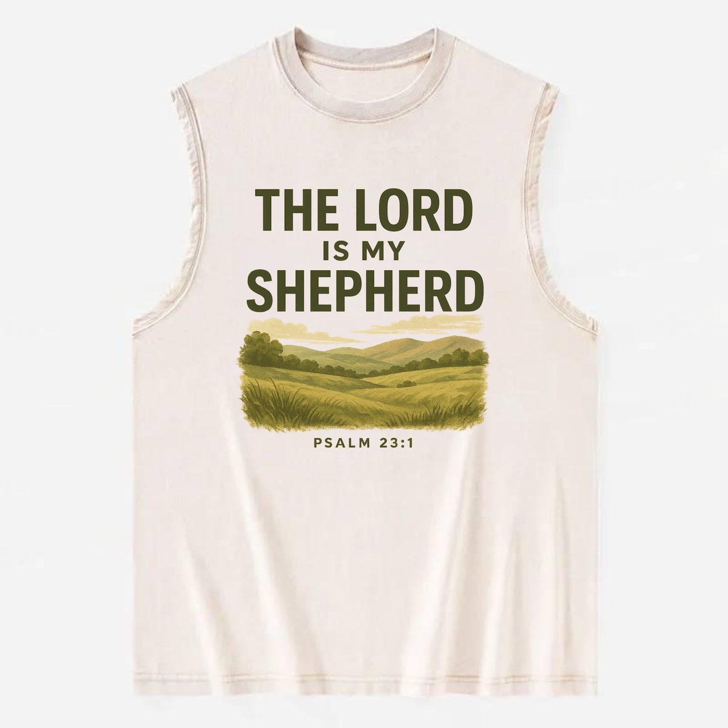 Psalm 23:1 Meadow - Vintage Washed Tank - Beige