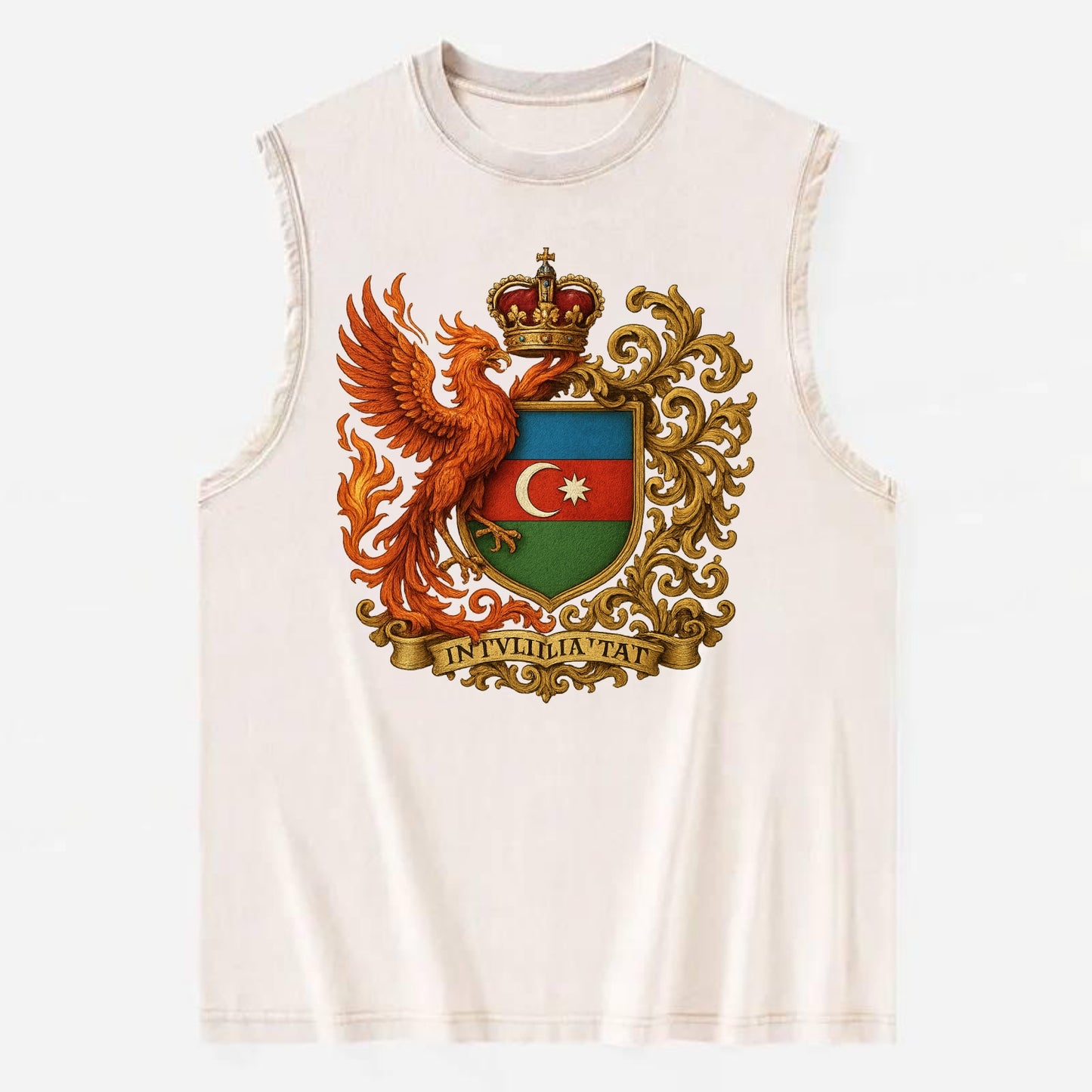Azerbaijan Fire Phoenix Emblem - Vintage Washed Tank - Beige