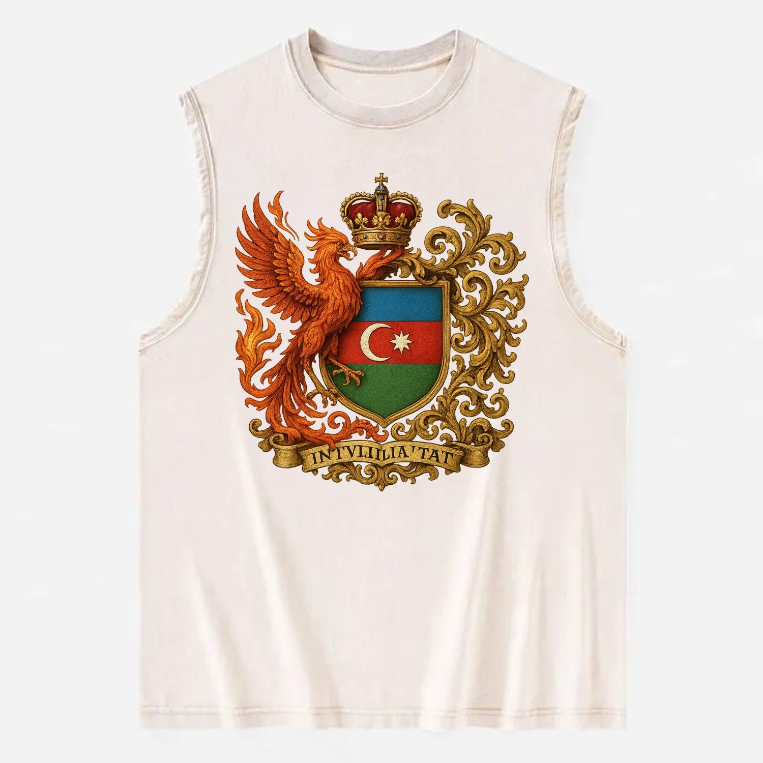 Azerbaijan Fire Phoenix Emblem - Vintage Washed Tank - Beige