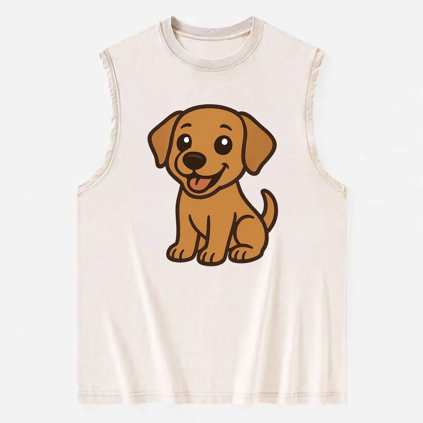 Labrador - Happy panting expression - Vintage Washed Tank - Beige
