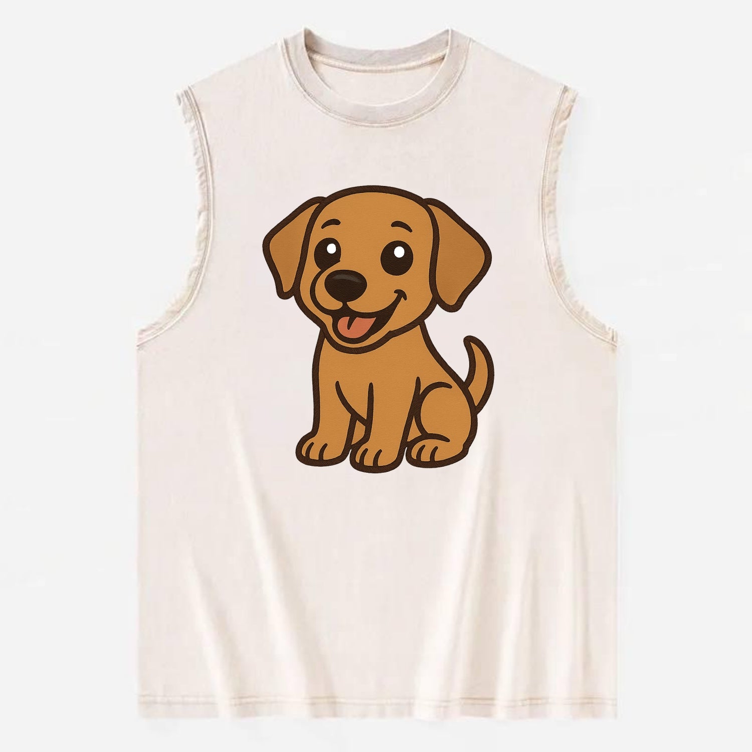 Labrador - Happy panting expression - Vintage Washed Tank - Beige