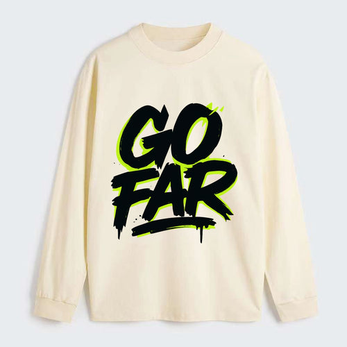 Bold typography design - GO FAR - distance goals, pushing limits - Classic Long Sleeve Shirt
