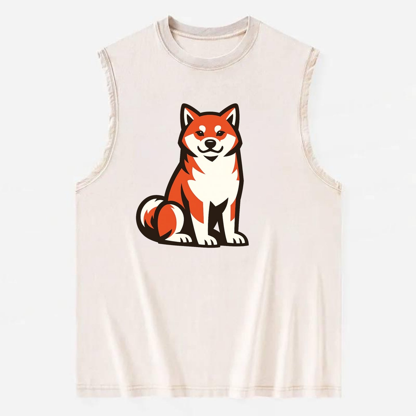 Sitting Shiba Inu Emblem - Vintage Washed Tank - Beige